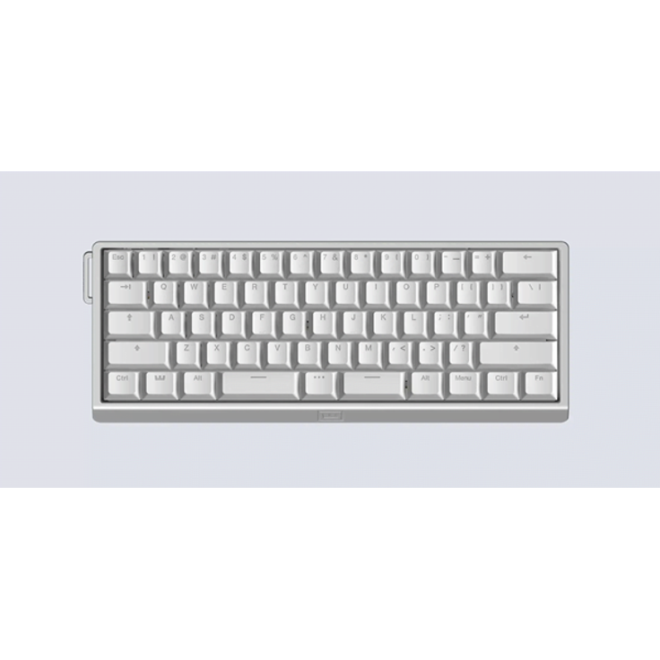 Wooting 60HE v2 - Gaming Tastatur TKL mit Split-Leertaste, Aluminiumgehäuse, RGB, 8000 Hz Polling Rate, Englisch (US), Silber