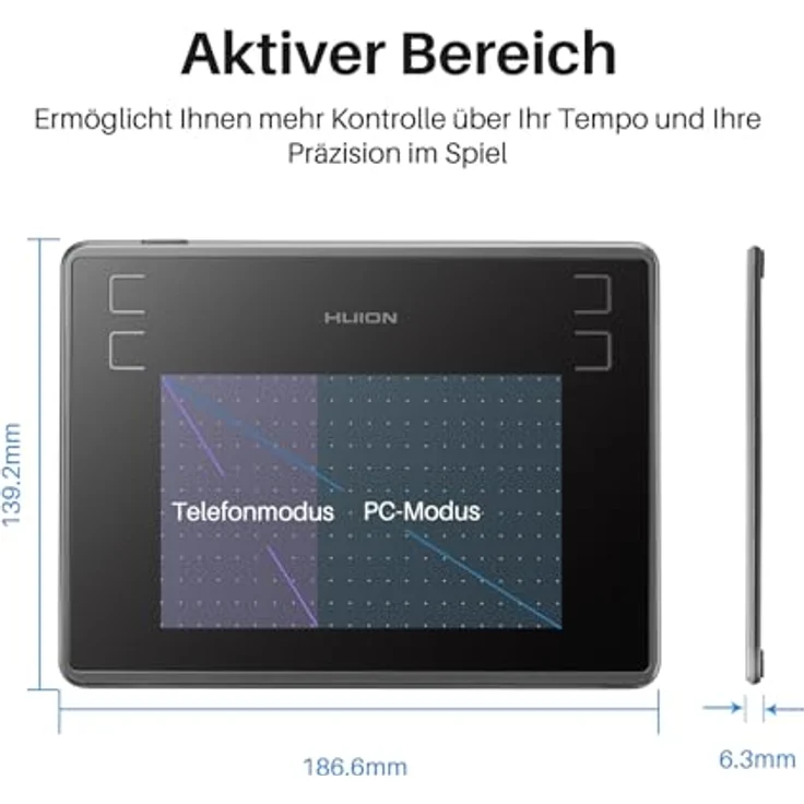 HUION H430P Grafiktablett, Kabelgebunden, 5080 lpi, 4,8 x 3 Zoll, USB, Schwarz – Bild 6