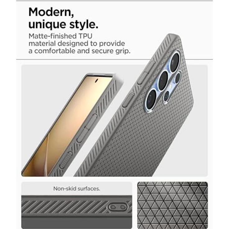 Spigen Liquid Air Hülle Kompatibel mit Samsung Galaxy S25 Ultra -Marble Gray Gemustertes TPU mit Eckschutz und Stoßdämpfung – Bild 4