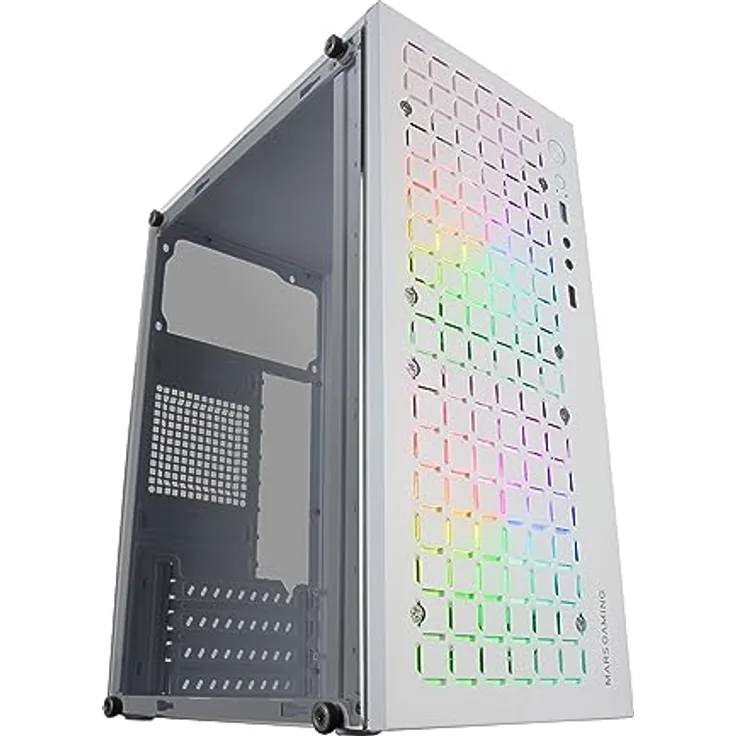 Mars Gaming MC-CORE, Ultra-kompaktes PC-Gehäuse, Metall-Mesh Front Design, 2x 120mm FRGB Lüfter, Mini-ITX, USB 3.0, Weiß