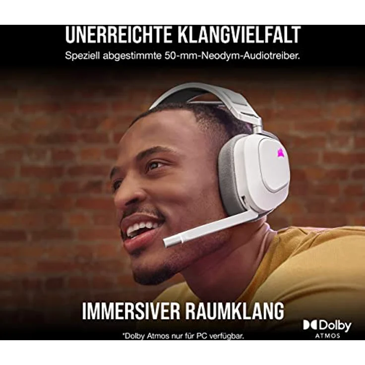 Corsair HS80 RGB Wireless Gaming-Headset, USB-Dongle, Weiß (CA-9011236-EU) – Bild 4
