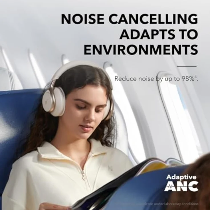 soundcore by Anker Space One Kabellose Kopfhörer, Aktives Noise Cancelling mit 2X stärkere Stimmunterdrückung, 40h Wiedergabe, Hi-Res Audio, Bluetooth 5.3, Farbe: Cafe Latte – Bild 3