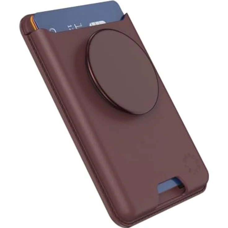 PopSockets PopWallet, Telefon-Geldbörse mit erweitertem Griff und MagSafe-Adapterring, kompatibel mit kabellosem Laden, für bis zu 3 Karten - Oxblood – Bild 3