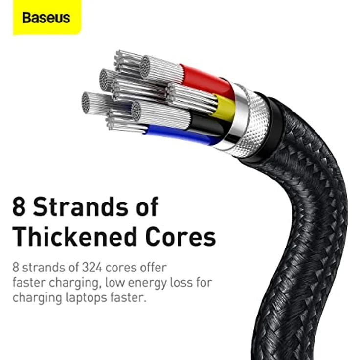 Baseus Cafule USB Type C Kabel, C Stecker C Stecker, 100W, schwarz, 2m – Bild 6