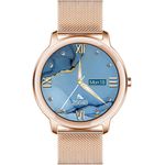 TPFNet SW09 Damen Smartwatch mit Milanaise Armband, Gold - individuelles Display, Musiksteuerung, Herzfrequenz, Schrittzähler, Kalorien, Social Media