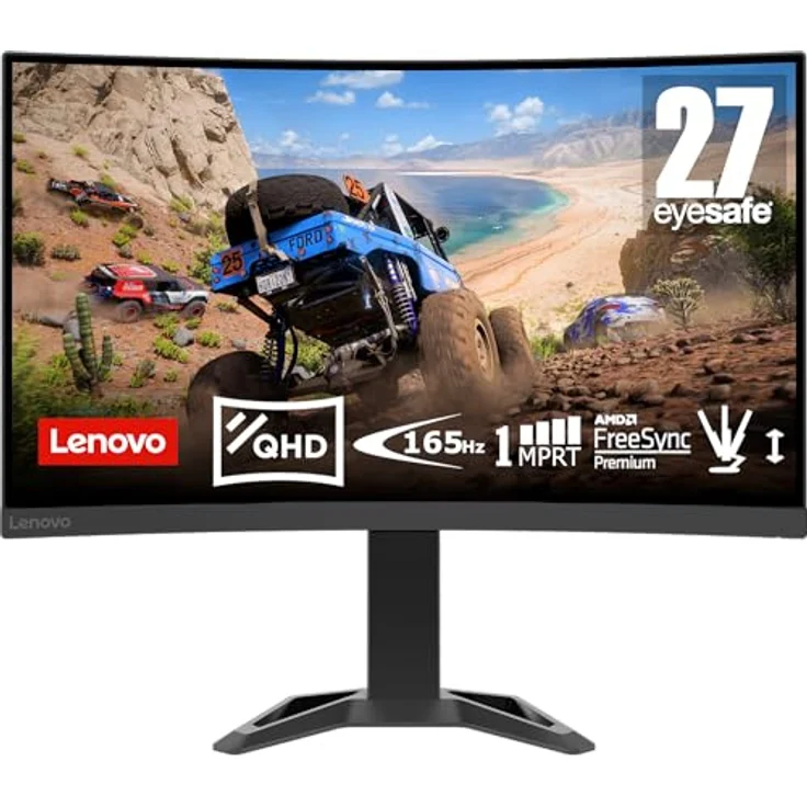 Lenovo G27qc-30 Gaming Monitor, 27 Zoll QHD, 165Hz, 1ms, AMD FreeSync, höhenverstellbar, schwarz – Bild 1