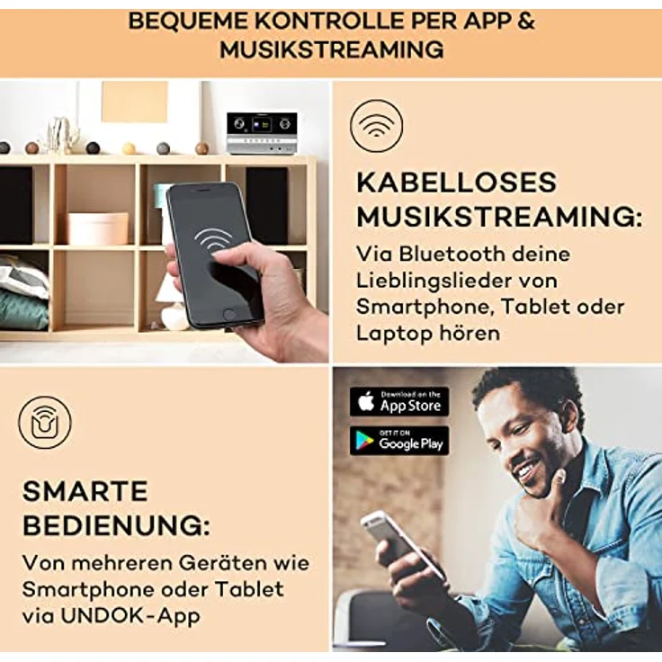 Auna Connect System S Stereoanlage + Lautsprecher 20Wmax Internet-DAB+-UKW CD-Player silber Silber – Bild 6