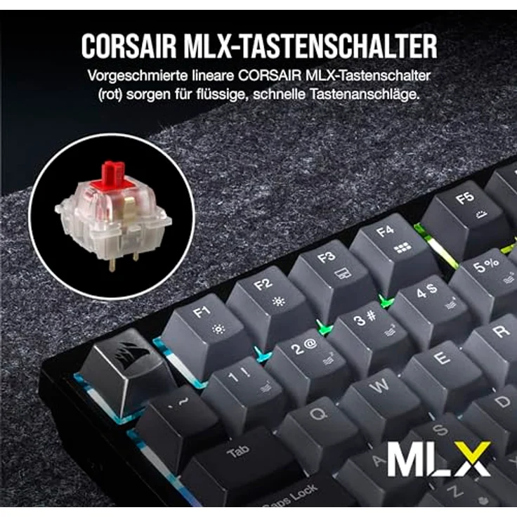 CORSAIR K65 Plus Wireless 75% RGB Hot-Swap-Fähige Mechanische Gaming-Tastatur - Vorgeschmierte MLX Red Linear Switches - Dual-Layer Sound Dampening - PBT Keycaps - QWERTZ DE - Schwarz – Bild 4