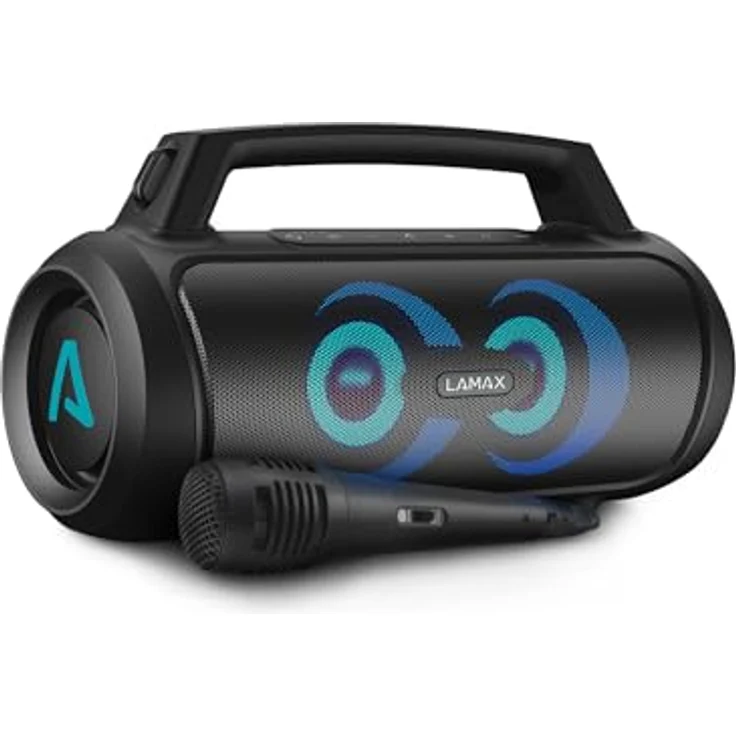 Lamax PartyGo1 Bluetooth-Partylautsprecher mit 100 W Leistung, LED-Hintergrundbeleuchtung und 20 Stunden Akkulaufzeit, wasserdicht IP67, schwarz – Bild 1