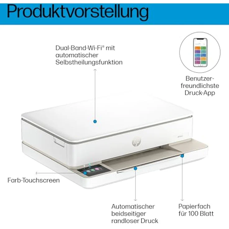 HP ENVY 6120e Multifunktionsdrucker, Wi-Fi, 6 Monate gratis Drucken mit HP Instant Ink, Beidseitiger Druck – Bild 3