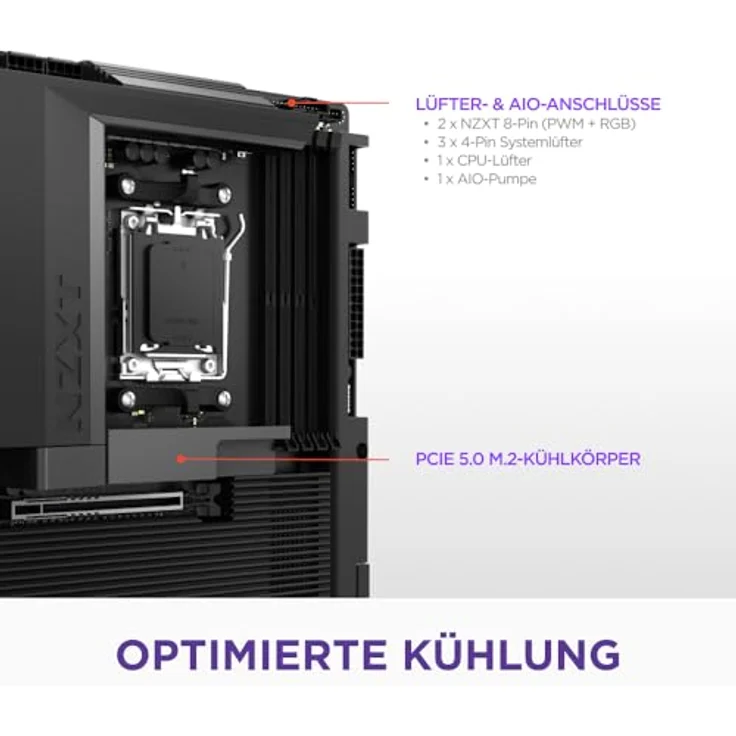NZXT N7 B850 WiFi Black, ATX Mainboard für AMD AM5 Prozessoren mit DDR5-SDRAM, 2.5 Gb Ethernet und Wi-Fi 6E – Bild 3