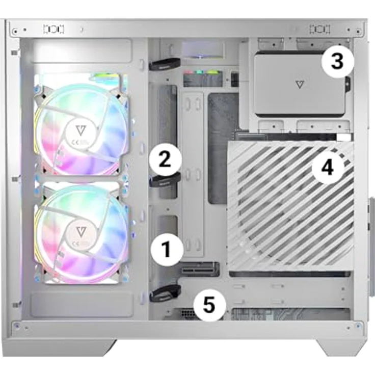 Modecom ATX Volcano Panorama Apex ARGB 7F Midi Halb-Tower-Gehäuse weiß, mehrfarbig, 44,6 x 51,4 x 37,8 cm – Bild 7