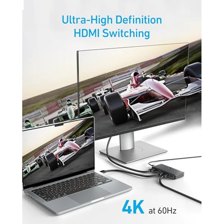 Anker HDMI-Switch, bidirektional, 4K bei 60 Hz, 4-in-1-Metall-Splitter mit LED-Anzeigen, unterstützt 3D, HDR, Dolby, DTS, kompatibel mit Xbox, PS5, Roku, TV Stick, Projektor usw. – Bild 4