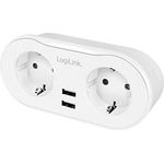 LogiLink SH0102 - Wi-Fi Smart Home Stromstecker 2-Fach (2X CEE 7/7) + 2X USB-A, über App steuerbar, IP20, Tuya kompatibel, unterstützt Amazon Alexa und Google Home