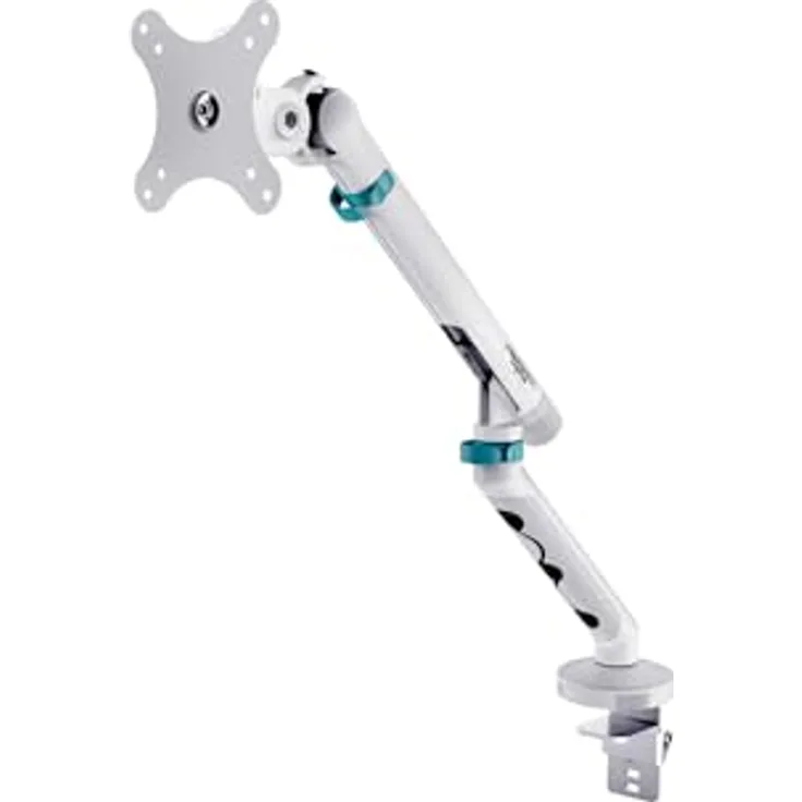 DIGITUS Monitor Halterung – für 1 Monitor bis 35 Zoll – mechanische Feder, 10 kg Traglast, VESA 75x75/100x100, Tischklemme, Design Serie, Weiß