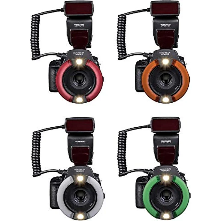 YONGNUO YN14EX II Makro-Ringblitz für Canon DSLR-Kameras, mit Adapterringen und Farbtemperaturfilter, Blitzschuhhalterung, unterstützt M, TTL-Blitz – Bild 5