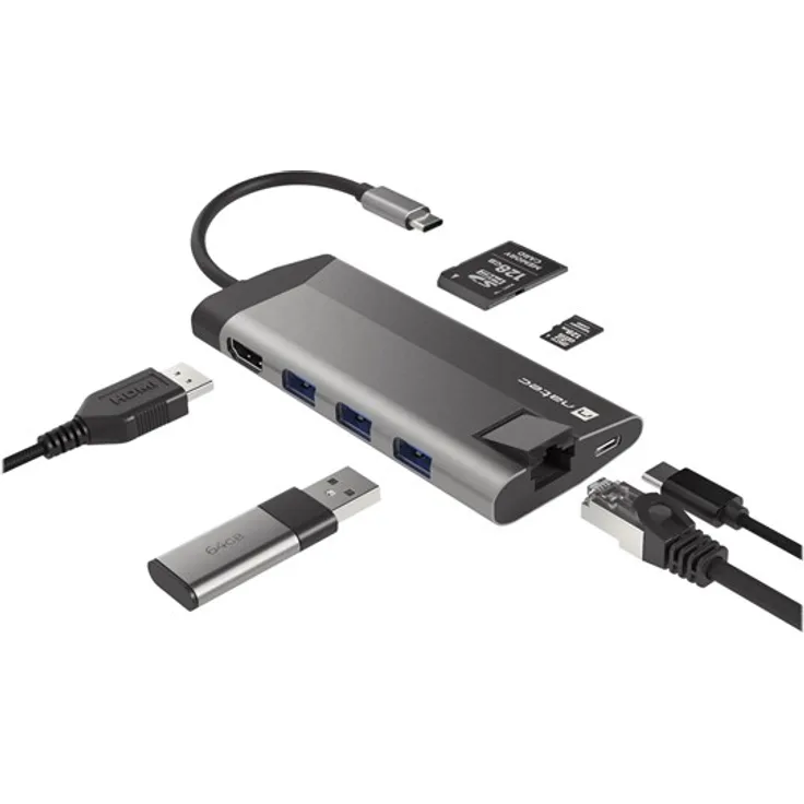 Natec Fowler Plus, USB-C Dockingstation mit HDMI und 1GbE Anschluss