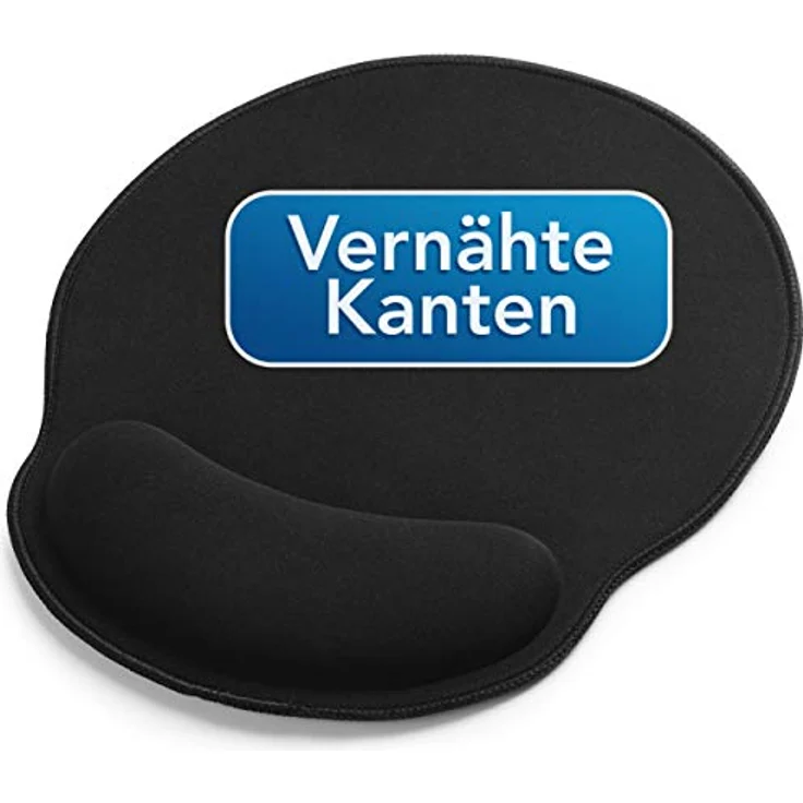 Sidorenko Mauspad mit Gelkissen - 26x23cm - Ergonomisches Mauspad mit Vernähte Kanten - Mousepad mit Handauflage für schonende Handgelenk Haltung - schwarz – Bild 1