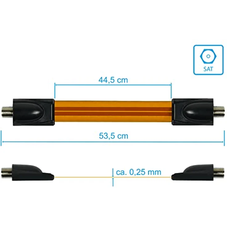 Good Connections SAT Tür--Fensterdurchführung - High-Quality, extrem flach - F-Kupplung an F-Kupplung - Gesamtlänge inkl. Stecker 53,5 cm, flexible Länge 44,5 cm - Preisvergleich – Bild 3
