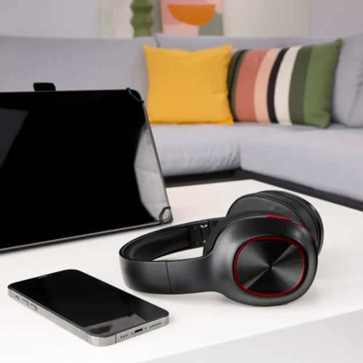 Hama Bluetooth-Kopfhörer Spirit Calypso II, Over-Ear, Bass Boost, faltbar, SW (NC, Kabellos), Rot, Schwarz – Bild 9