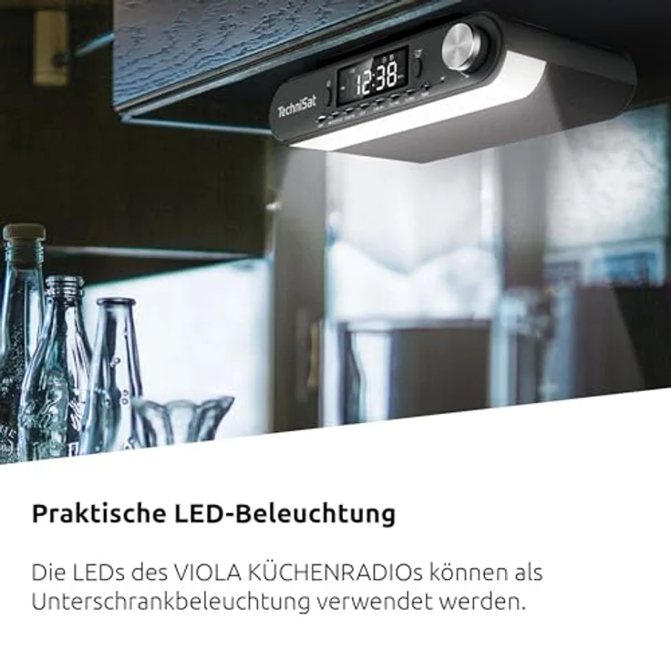 TechniSat Viola Küchenradio, Unterbau Radio mit UKW/FM, LED Display, Bluetooth, Arbeitsleuchte, Weckfunktion, anthrazit – Bild 4