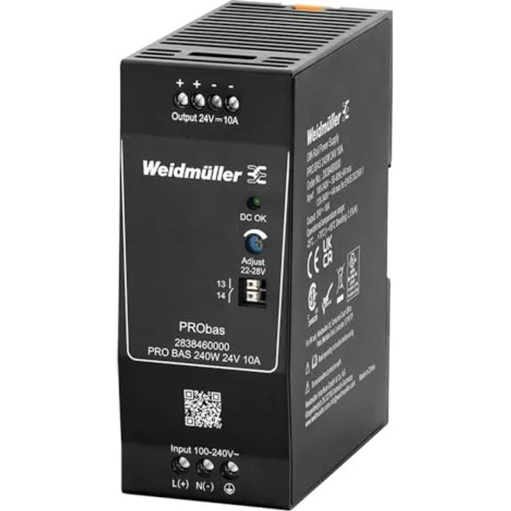 Weidmüller PRO BAS 240W, 24V DC Stromversorgung 10A mit Schraubanschluss, IP20, Montage auf Tragschiene – Bild 1