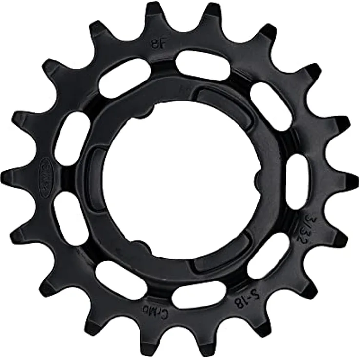 KMC Unisex-Adult KB 18 3/32 E-Bike Kettenblatt für Shimano Schaltungsnaben, 1/2" x 11/128", CrMo Stahl, Schwarz, Size