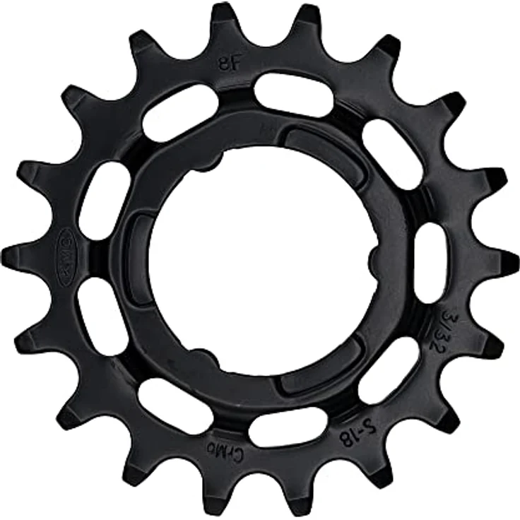 KMC Unisex-Adult KB 18 3/32 E-Bike Kettenblatt für Shimano Schaltungsnaben, 1/2" x 11/128", CrMo Stahl, Schwarz, Size – Bild 1