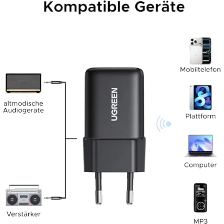 UGREEN Hi-Res Bluetooth 6.0 Adapter, LDAC Plug & Play Bluetooth Empfänger, 3,5 mm AUX Adapter für Stereoanlage mit 10 m Reichweite und geringer Latenz – Bild 5