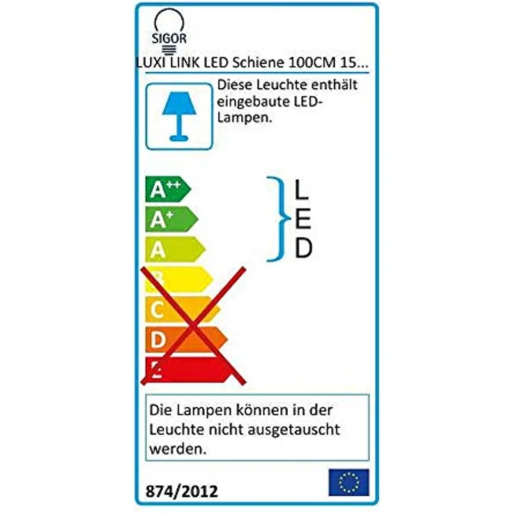 SIGOR LED Lichtschiene LUXI LINK, Länge 100cm, 24Vdc, 15W 3000K 1000lm 110°, Weiß – Bild 2