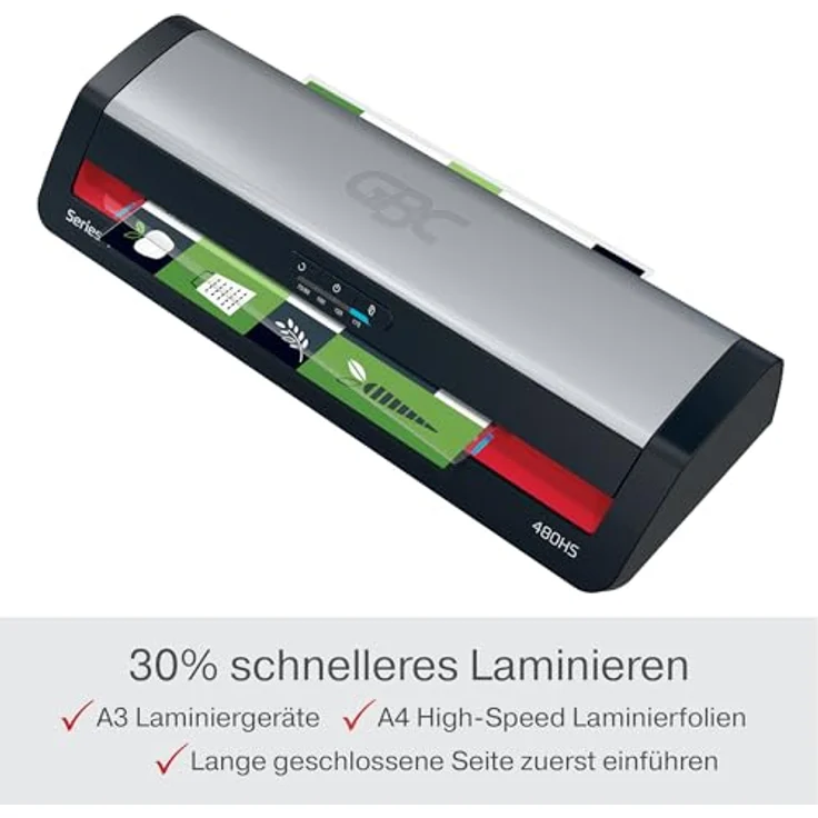 GBC Laminiergerät 480HS, Hochgeschwindigkeits-Laminierer A3 mit 800 mm/min, 75-175 µm Folienstärke, EU Version, automatische Abschaltung – Bild 5