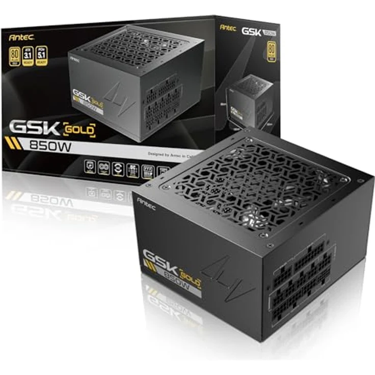 Antec GSK ATX 3.1, 850W PC Netzteil mit 80 PLUS Gold-Zertifizierung, modularer Kabelführung und 120 mm Lüfter, Schwarz – Bild 7