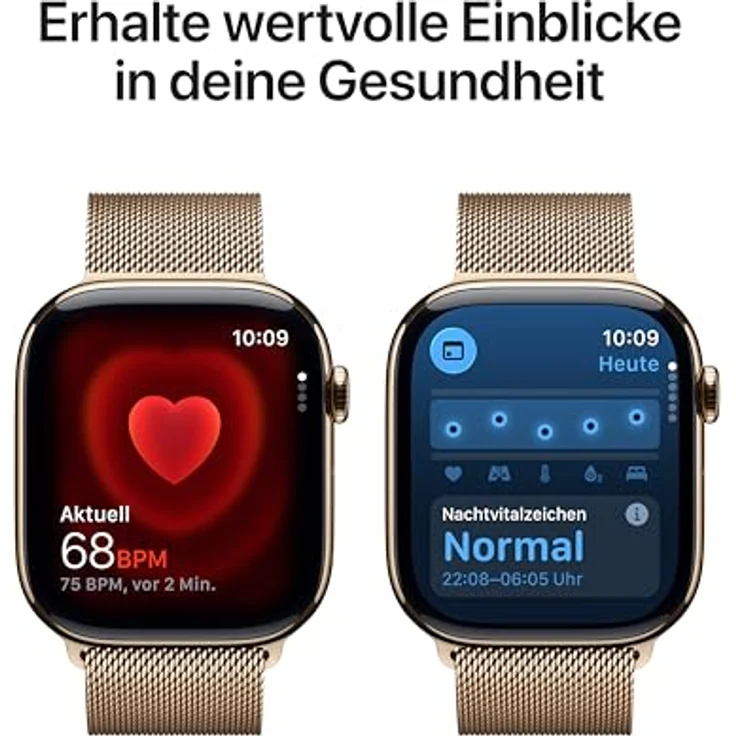 Apple Watch Series 11 Cellular, 46 mm, Titangehäuse Gold, Milanaise Armband Gold - S/M – Bild 4