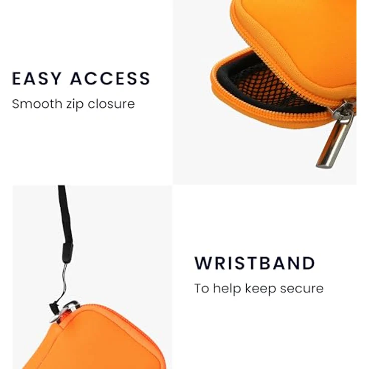 kwmobile In-Ear Kopfhörer Tasche - Neopren Cover Case - 6 x 9 cm - Etui in Neon Orange – Bild 4