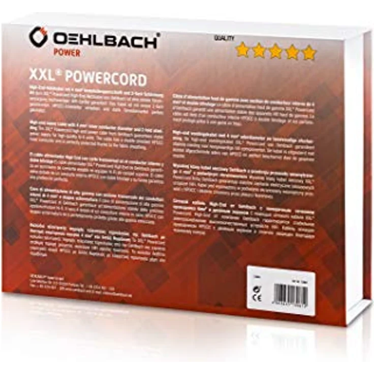 Oehlbach XXL Powercord - High End Stromkabel - HPOCC Netzkabel mit 4mm² Innenleiterquerschnitt & 2-Fach Schirmung, VDE geprüft - Steckertyp C15 (Schuko) auf E7-7-5m, sepiabraun – Bild 5