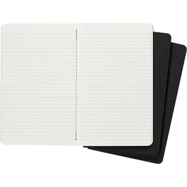 Moleskine Cahier Notizbuch, 3er Set, Large/A5, liniert, stabiler schwarzer Kartoneinband mit Fadenheftung, heraus trennbare Seiten, große Innentasche – Bild 2
