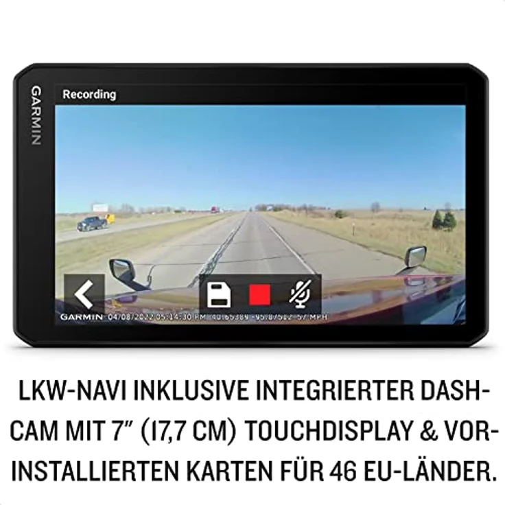 Garmin dēzlCam LGV 710, LKW-Navi mit integrierter Dashcam, Kollisionswarner, Spurhalteassistenz, 7“ Farbdisplay, fahrzeugspezifisches Routing, Satellitenbilder, Schwarz – Bild 2
