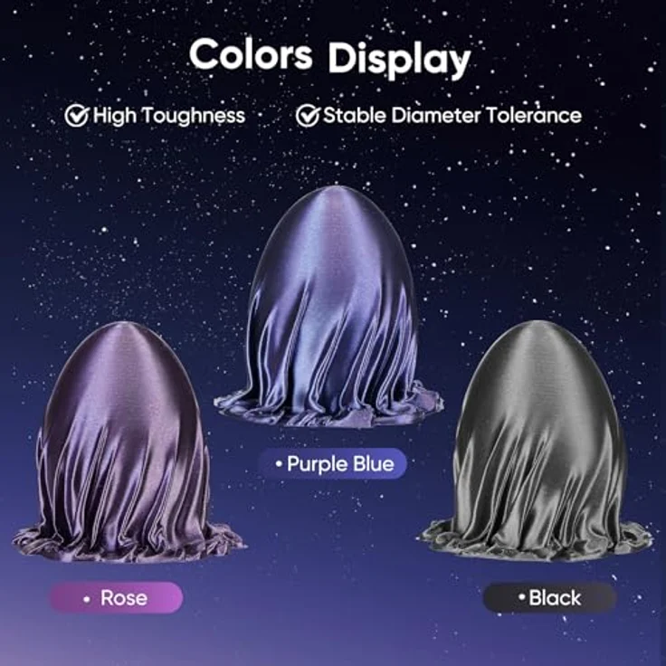 ERYONE Glitter PLA Filament 1.75mm, 1kg Rolle, Tri-Color Burnt Titanium Black, Rose & Purple Blue, Hochwertiges 3D-Druckmaterial mit metallischem Finish – Bild 2