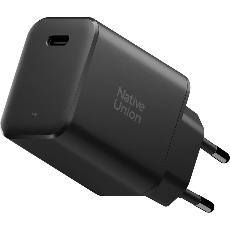 Native Union Fast GaN Charger PD 45W, USB Ladegerät für iPhone, MacBook Air und alle USB-C-Geräte, Schwarz