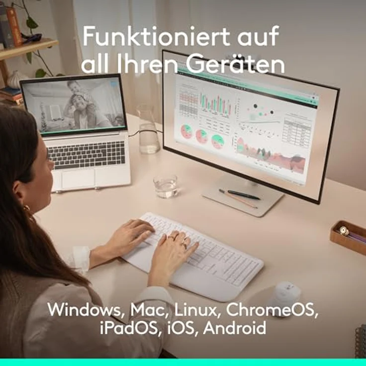 LOGITECH Signature Comfort Plus MK880, kabelloses Maus- und Tastaturset mit ergonomischer Handballenauflage, Off White – Bild 15