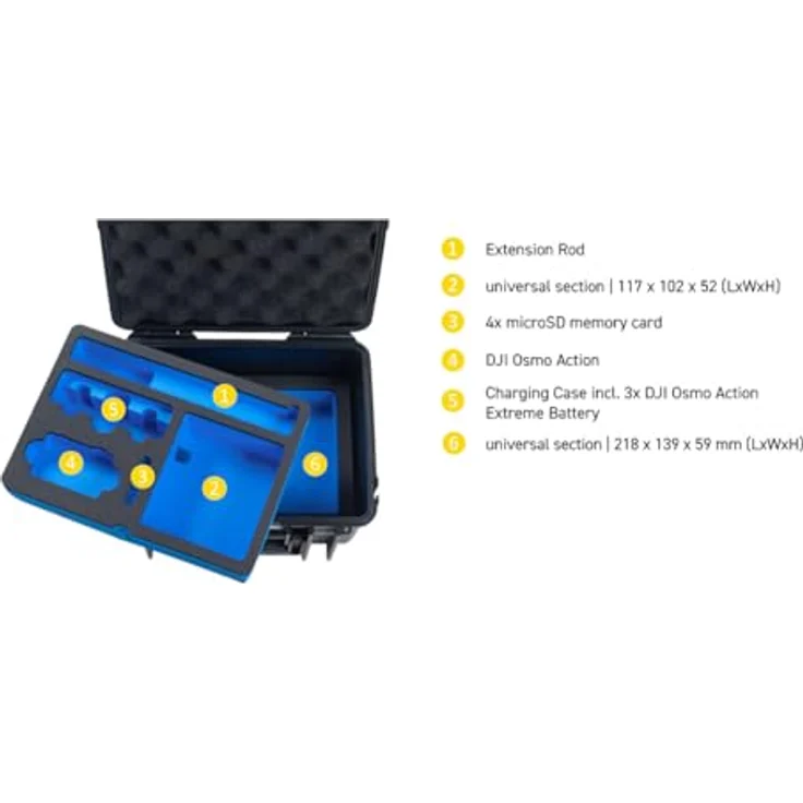 B & W International Transportkoffer, wasserdicht und staubdicht, Polypropylen, schwarz/blau, Innenmaße 250 x 175 x 155 mm – Bild 6