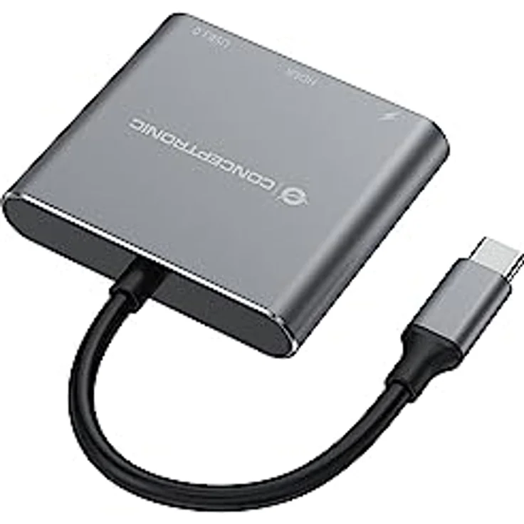 Conceptronic DONN18G 3-in-1 USB 3.2 Gen 1 Dockingstation, HDMI, USB 3.0, 100W USB PD, Grau, 4K Ultra HD – Bild 3