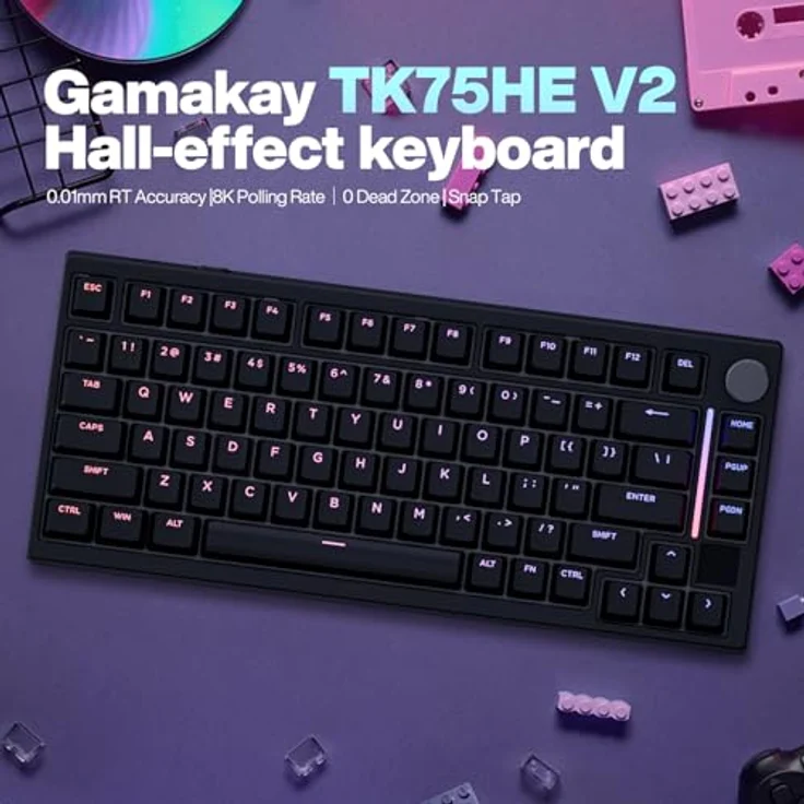 GK GAMAKAY TK75HE V2, 75% Rapid Trigger Mechanische Gaming-Tastatur mit TFT-Display, 0,01mm RT Genauigkeit, 8KHz Polling Rate, Snap Tap, Hall Effekt Magnetschalter, Schwarz-V2 Magnetic Phoenix – Bild 2