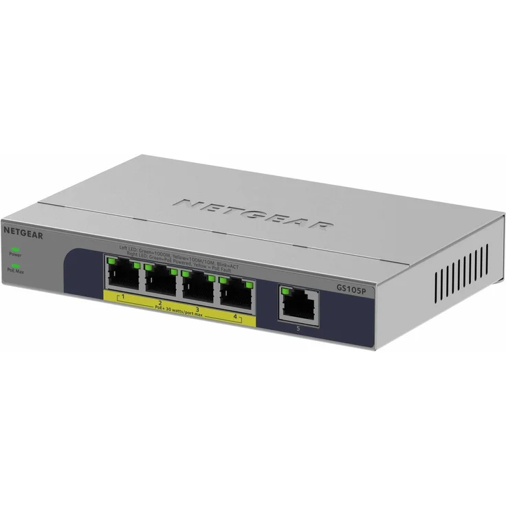 Netgear 5-Port 1GB Unmanaged PoE Switch, 5 Ports, lüfterloses Design, robustes Metallgehäuse, maximale Switching-Kapazität 10 Gbit/s – Bild 1
