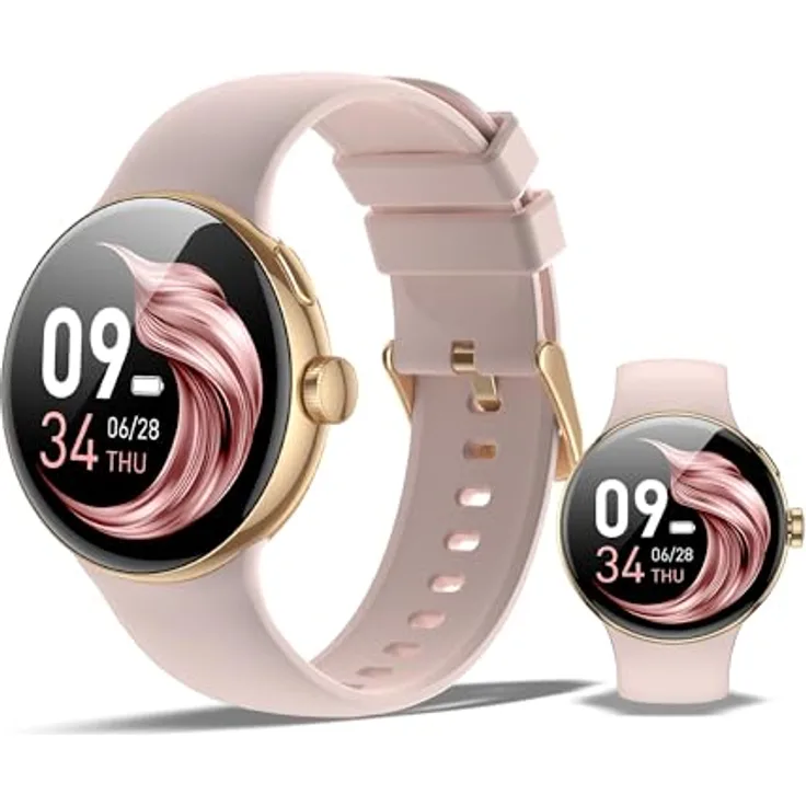 XINJI SmartWatch N2, Bluetooth, AMOLED Touchpanel, Puls-/HRV-/Blutsauerstoff-Messung, Schlafmonitor, 128MB Musikspeicher, Kalorien-/Schrittzähler, 3ATM wasserdicht, gold
