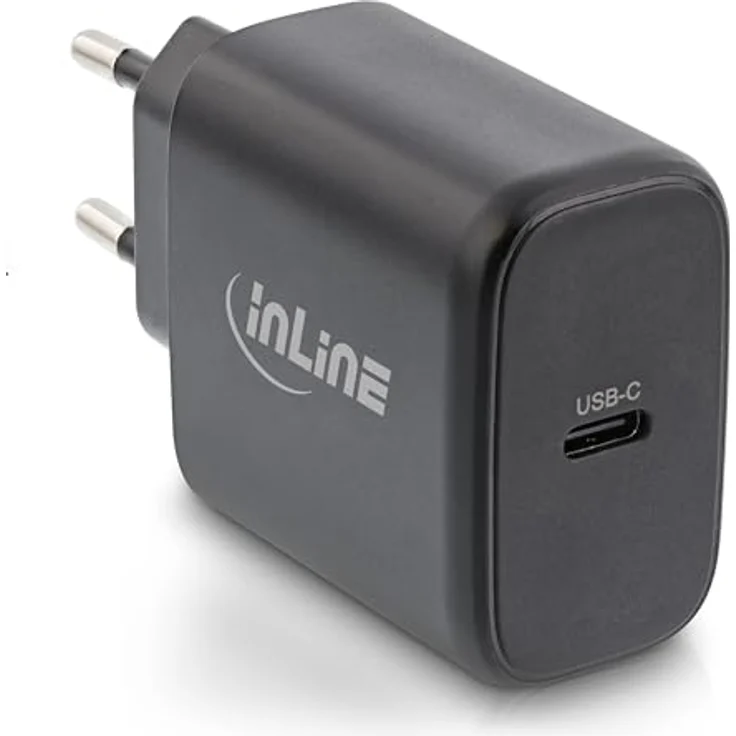 Inline PC-Netzteil, USB-C PD, 65 Watt, Wechselstrom 100-240 V, Schwarz – Bild 1