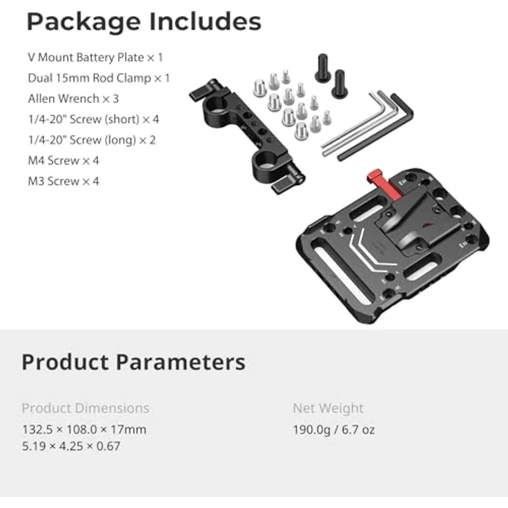 SmallRig 3016 V-Mount-Batterieplatte mit zwei 15 mm Stabklemmen – Bild 8