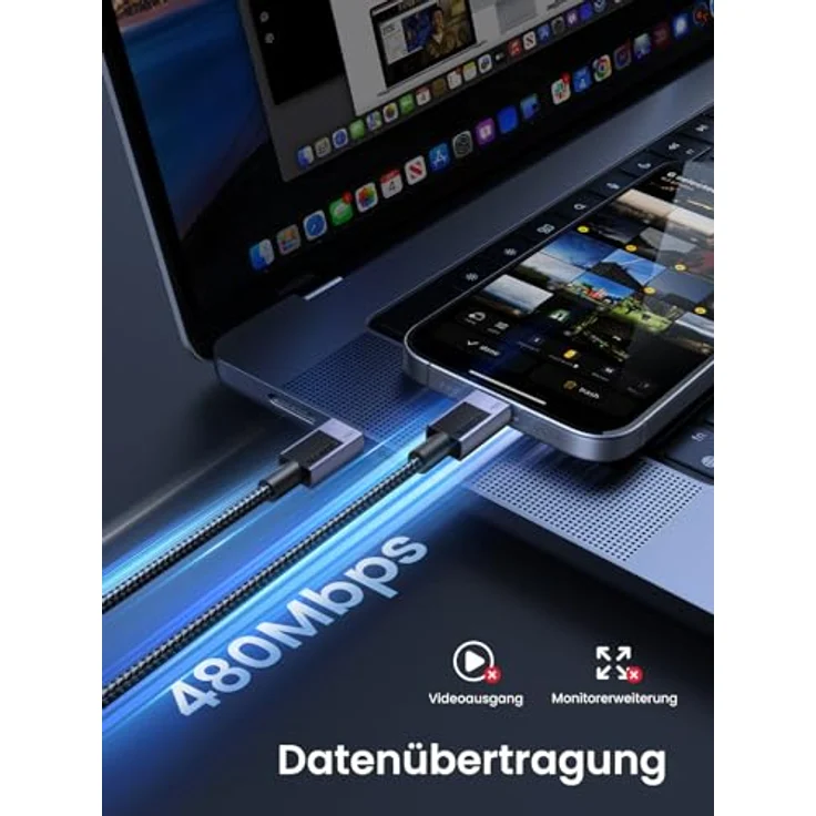 UGREEN 240W USB C auf USB C Kabel PD 3.1, Schnellladekabel für iPhone 17/Air/16/15, M3 MacBook Pro/Air, iPad Pro/Air 2024, Galaxy S24 Ultra, 1M, 480 Mbps Datenübertragung – Bild 5