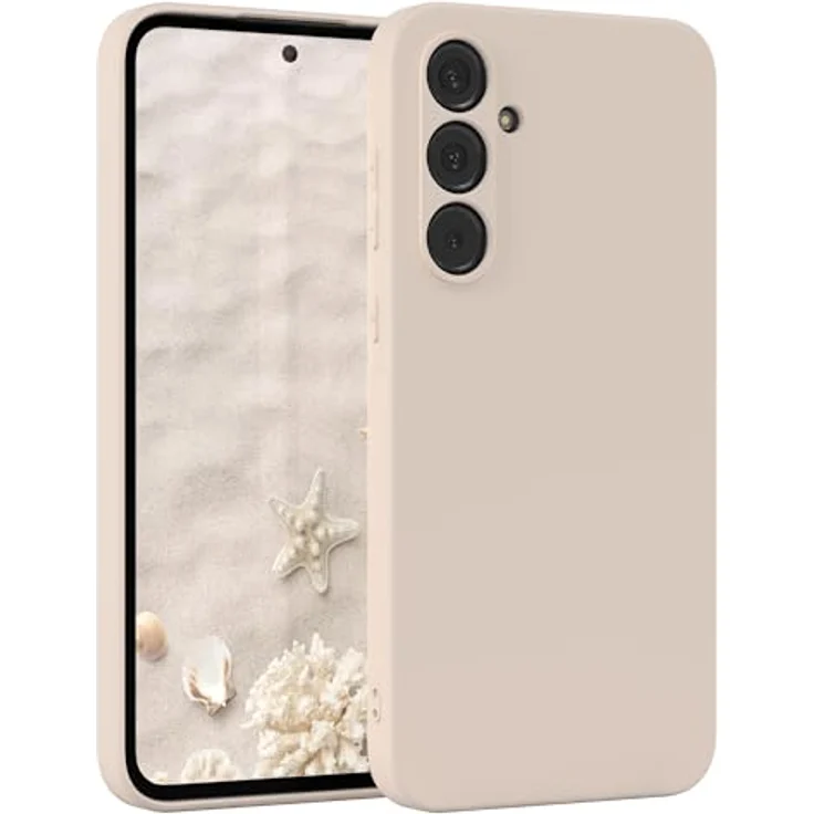 EAZY CASE Silikonhülle für Samsung Galaxy A55 - Beige, Dünn, Stoßfest mit Kameraschutz, Kratzresistent und Qi-Ladefähigkeit – Bild 1