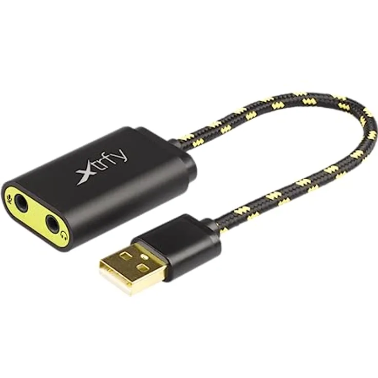 Xtrfy SC1, Externe USB-Soundkarte, für Gaming und E-Sports optimiertes Audio, USB Plug-and-Play für PC, MAC und PS4, praktisch und leistungsstark, kompaktes Design, schwarz-gelb